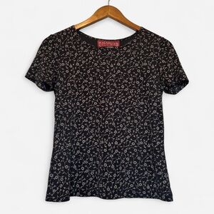 Vintage Black Floral Short Sleeve Tee